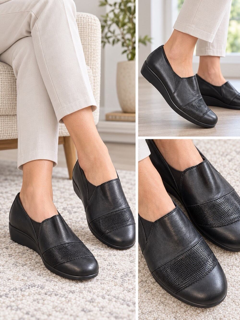 SAS Nora Loafers Black Lizard Snake Print Leather Slip On Tripad Sole 11ww 11